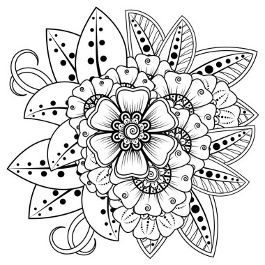 Floral Background with mehndi flower. Decorative ornament in ethnic oriental style. Coloring book.