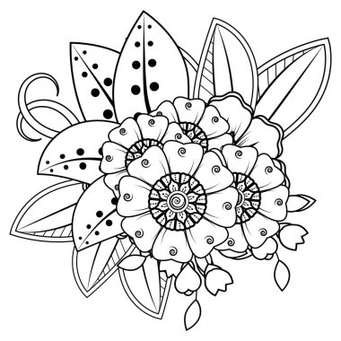 Floral Background with mehndi flower. Decorative ornament in ethnic oriental style. Coloring book.