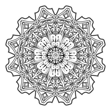 Floral Background with mehndi flower. Decorative ornament in ethnic oriental style. Coloring book.