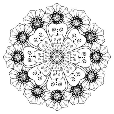 Floral Background with mehndi flower. Decorative ornament in ethnic oriental style. Coloring book.