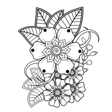 Floral Background with mehndi flower. Decorative ornament in ethnic oriental style. Coloring book.