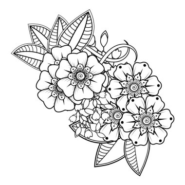 Floral Background with mehndi flower. Decorative ornament in ethnic oriental style. Coloring book.