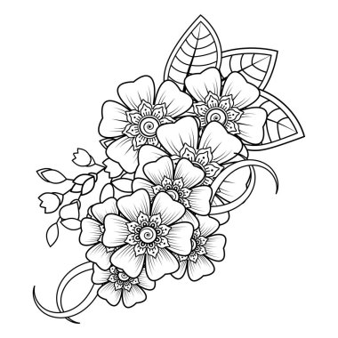 Floral Background with mehndi flower. Decorative ornament in ethnic oriental style. Coloring book.
