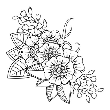 Floral Background with mehndi flower. Decorative ornament in ethnic oriental style. Coloring book.
