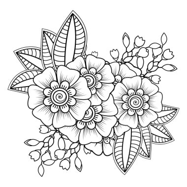 Floral Background with mehndi flower. Decorative ornament in ethnic oriental style. Coloring book.