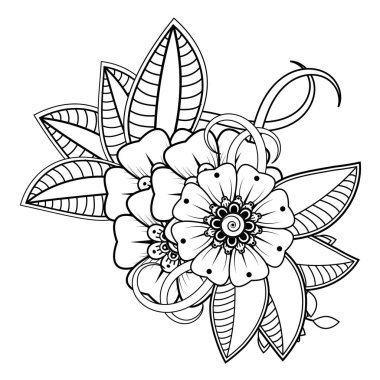 Floral Background with mehndi flower. Decorative ornament in ethnic oriental style. Coloring book.