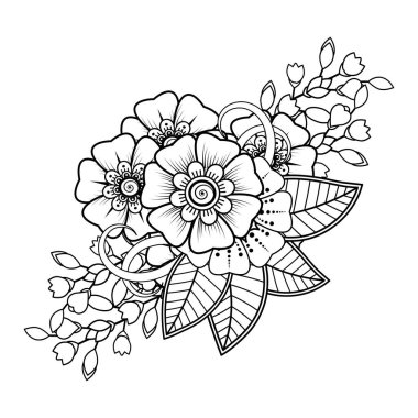 Floral Background with mehndi flower. Decorative ornament in ethnic oriental style. Coloring book.