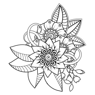Floral Background with mehndi flower. Decorative ornament in ethnic oriental style. Coloring book.