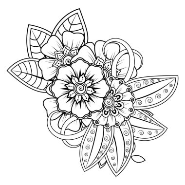 Floral Background with mehndi flower. Decorative ornament in ethnic oriental style. Coloring book.