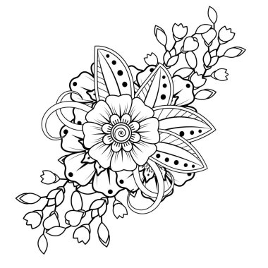 Floral Background with mehndi flower. Decorative ornament in ethnic oriental style. Coloring book.