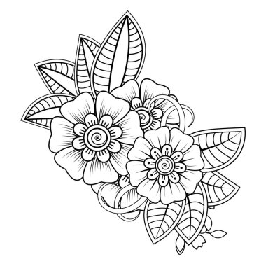 Floral Background with mehndi flower. Decorative ornament in ethnic oriental style. Coloring book.
