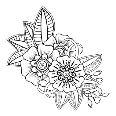 Floral Background with mehndi flower. Decorative ornament in ethnic oriental style. Coloring book.