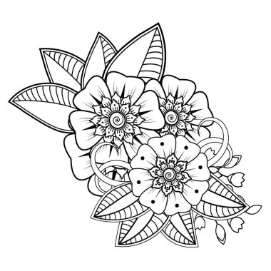 Floral Background with mehndi flower. Decorative ornament in ethnic oriental style. Coloring book.