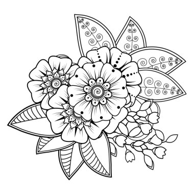 Floral Background with mehndi flower. Decorative ornament in ethnic oriental style. Coloring book.