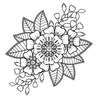 Floral Background with mehndi flower. Decorative ornament in ethnic oriental style. Coloring book.