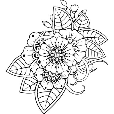Floral Background with mehndi flower. Decorative ornament in ethnic oriental style. Coloring book.