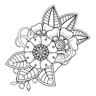 Floral Background with mehndi flower. Decorative ornament in ethnic oriental style. Coloring book.