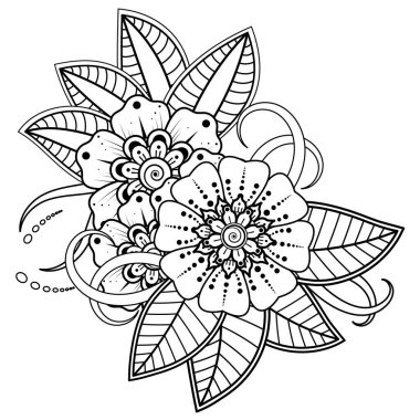 Floral Background with mehndi flower. Decorative ornament in ethnic oriental style. Coloring book.