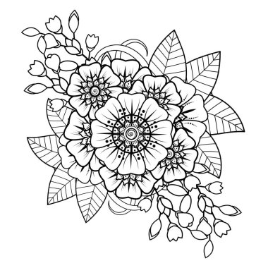Floral Background with mehndi flower. Decorative ornament in ethnic oriental style. Coloring book.