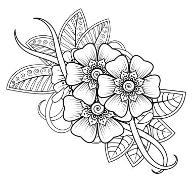 Floral Background with mehndi flower. Decorative ornament in ethnic oriental style. Coloring book.