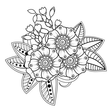 Floral Background with mehndi flower. Decorative ornament in ethnic oriental style. Coloring book.