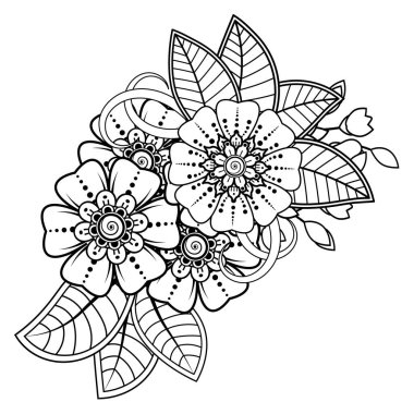 Floral Background with mehndi flower. Decorative ornament in ethnic oriental style. Coloring book.