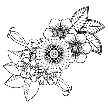 Floral Background with mehndi flower. Decorative ornament in ethnic oriental style. Coloring book.