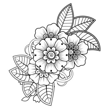 Floral Background with mehndi flower. Decorative ornament in ethnic oriental style. Coloring book.