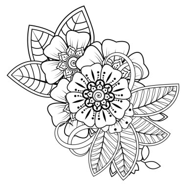 Floral Background with mehndi flower. Decorative ornament in ethnic oriental style. Coloring book.