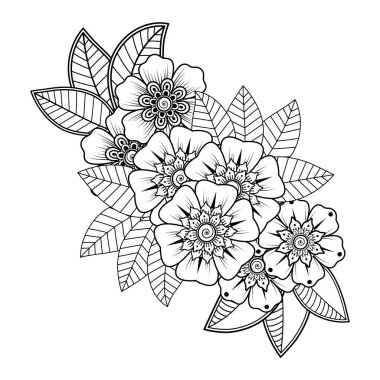 Floral Background with mehndi flower. Decorative ornament in ethnic oriental style. Coloring book.