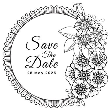 Floral Background with mehndi flower. Decorative ornament in ethnic oriental style. Coloring book.