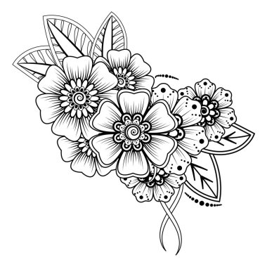 Floral Background with mehndi flower. Decorative ornament in ethnic oriental style. Coloring book.
