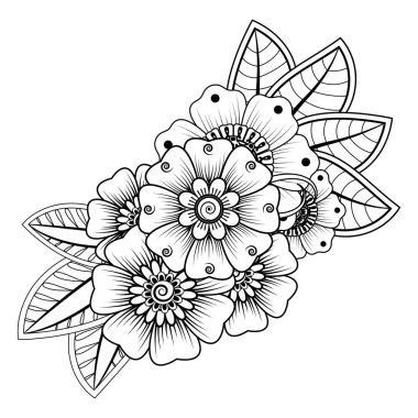 Floral Background with mehndi flower. Decorative ornament in ethnic oriental style. Coloring book.