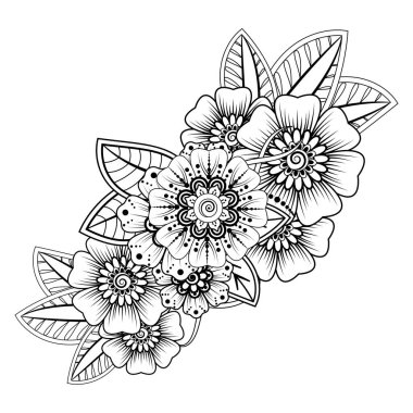 Floral Background with mehndi flower. Decorative ornament in ethnic oriental style. Coloring book.