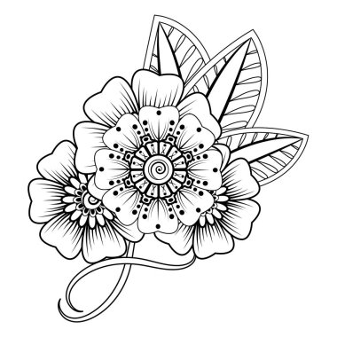 Floral Background with mehndi flower. Decorative ornament in ethnic oriental style. Coloring book.