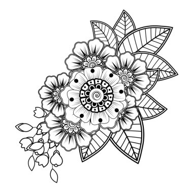 Floral Background with mehndi flower. Decorative ornament in ethnic oriental style. Coloring book.