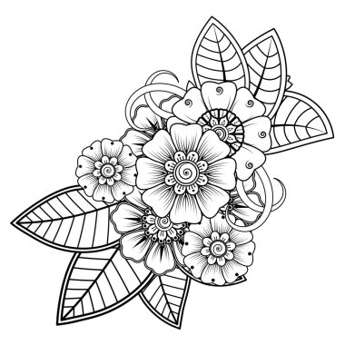Floral Background with mehndi flower. Decorative ornament in ethnic oriental style. Coloring book.