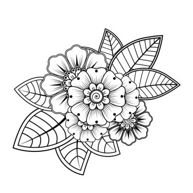 Floral Background with mehndi flower. Decorative ornament in ethnic oriental style. Coloring book.