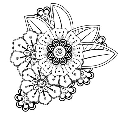 Floral Background with mehndi flower. Decorative ornament in ethnic oriental style. Coloring book.