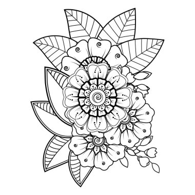 Floral Background with mehndi flower. Decorative ornament in ethnic oriental style. Coloring book.