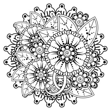 Floral Background with mehndi flower. Decorative ornament in ethnic oriental style. Coloring book.