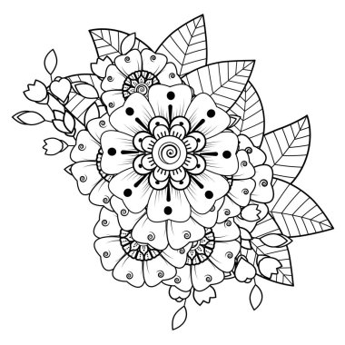 Floral Background with mehndi flower. Decorative ornament in ethnic oriental style. Coloring book.