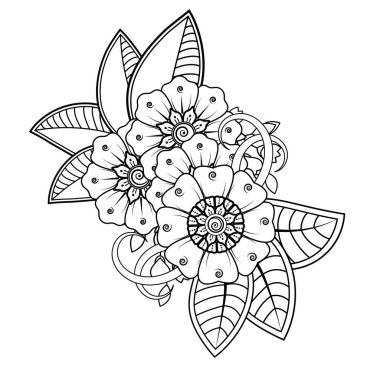 Floral Background with mehndi flower. Decorative ornament in ethnic oriental style. Coloring book.