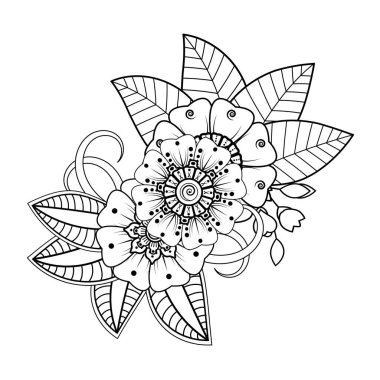 Floral Background with mehndi flower. Decorative ornament in ethnic oriental style. Coloring book.