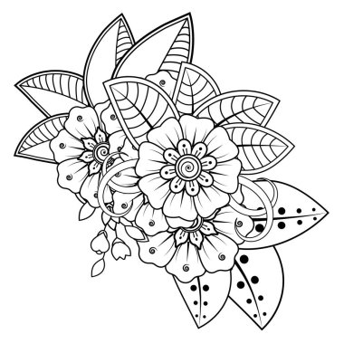 Floral Background with mehndi flower. Decorative ornament in ethnic oriental style. Coloring book.