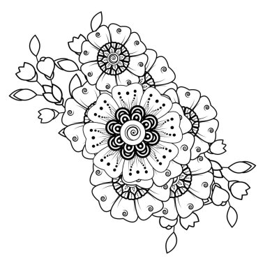 Floral Background with mehndi flower. Decorative ornament in ethnic oriental style. Coloring book.