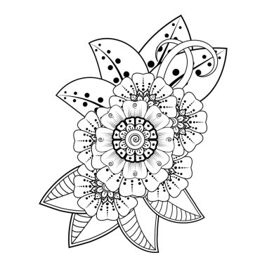 Floral Background with mehndi flower. Decorative ornament in ethnic oriental style, doodle ornament, outline hand draw. Coloring book page.