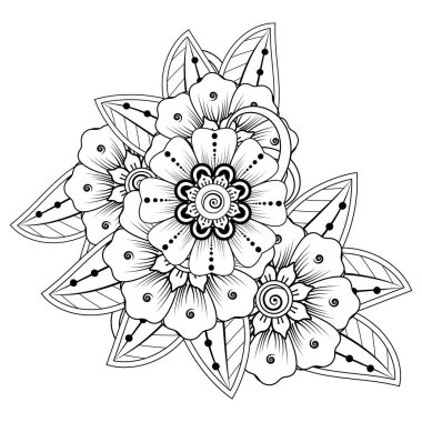 Floral Background with mehndi flower. Decorative ornament in ethnic oriental style, doodle ornament, outline hand draw. Coloring book page.