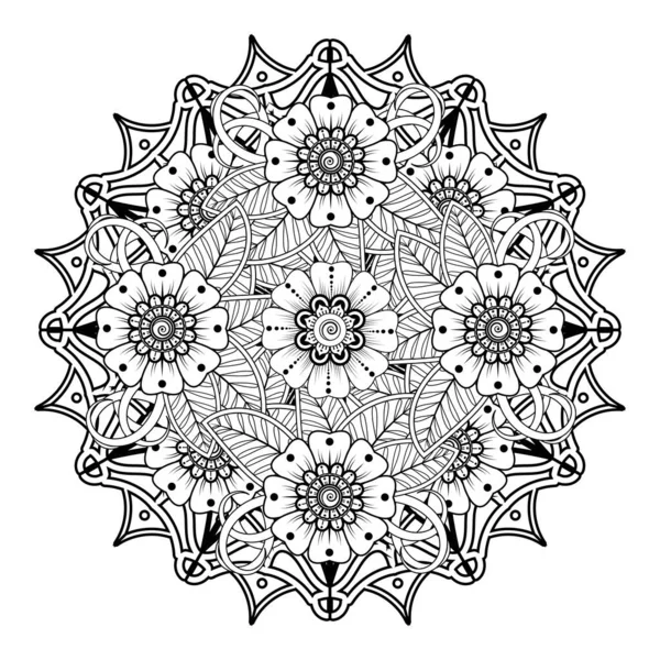Floral Background with mehndi flower. Decorative ornament in ethnic oriental style, doodle ornament, outline hand draw. Coloring book page.