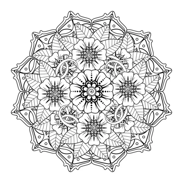 Floral Background with mehndi flower. Decorative ornament in ethnic oriental style, doodle ornament, outline hand draw. Coloring book page.